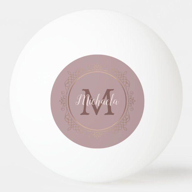 Balle De Ping Pong Rose Gold Monogramme Élégant Modèle moderne (Devant)