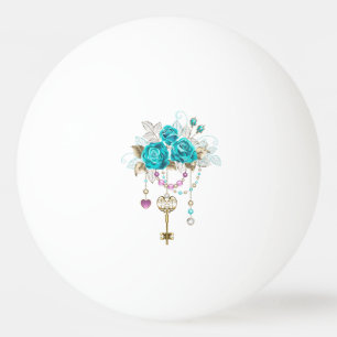 Balle De Ping Pong Roses turquoise avec touches