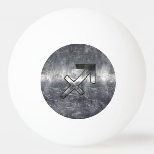 Balle De Ping Pong Sagittarius Zodiac Sign in Silver Steel look
