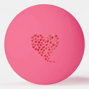Balle De Ping Pong Saint-Valentin Cœurs Rouges