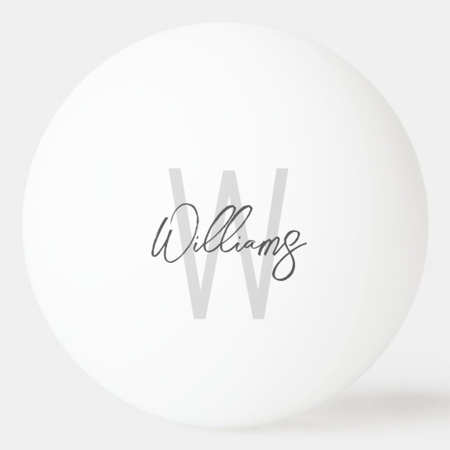 Balle De Ping Pong Script moderne Monogramme personnalisé et nom (Devant)