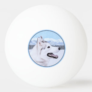 Balle De Ping Pong Sibérie Husky (argent et blanc) Peinture Chien Art
