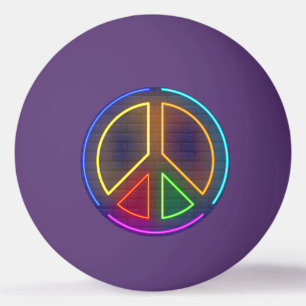 Balle De Ping Pong Signe de paix néon multicolore symbole