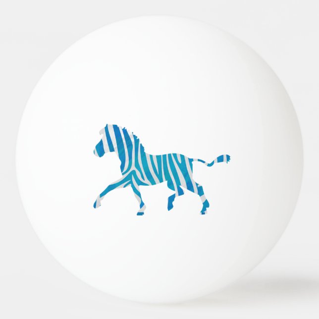 Balle De Ping Pong Silhouette bleue et blanche Zèbre (Dos)
