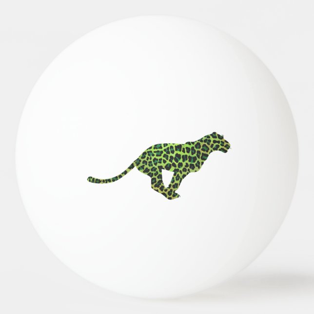 Balle De Ping Pong Silhouette Leopard noir et vert (Devant)