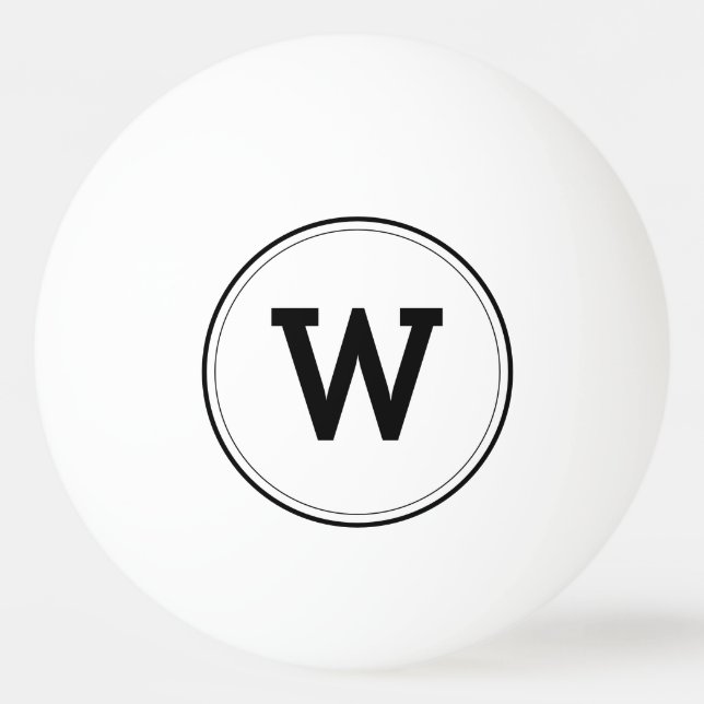 Balle De Ping Pong Simple moderne Monogramme Blanc Pong Ball (Devant)