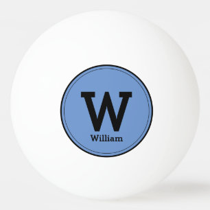 Balle De Ping Pong Simple moderne Monogramme Nom Classic Bleu