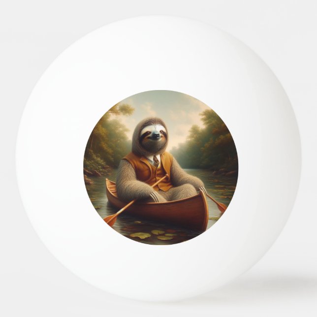Balle De Ping Pong Sloth Dans Un Canoë (Devant)