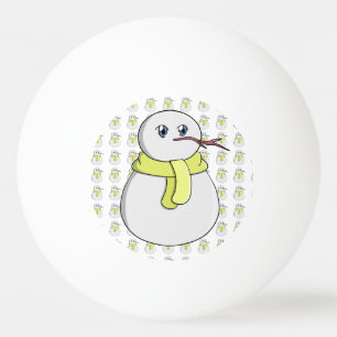 Balle De Ping Pong Snowman portant une écharpe jaune
