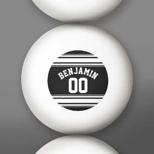 Balle De Ping Pong Sports Jersey Black and White Strips Nom Numéro