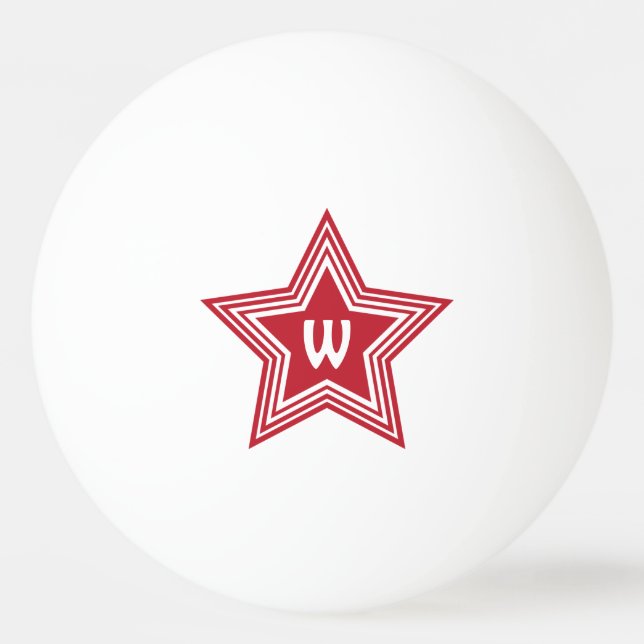 Balle De Ping Pong Super Star Red Monogramme initial (Devant)