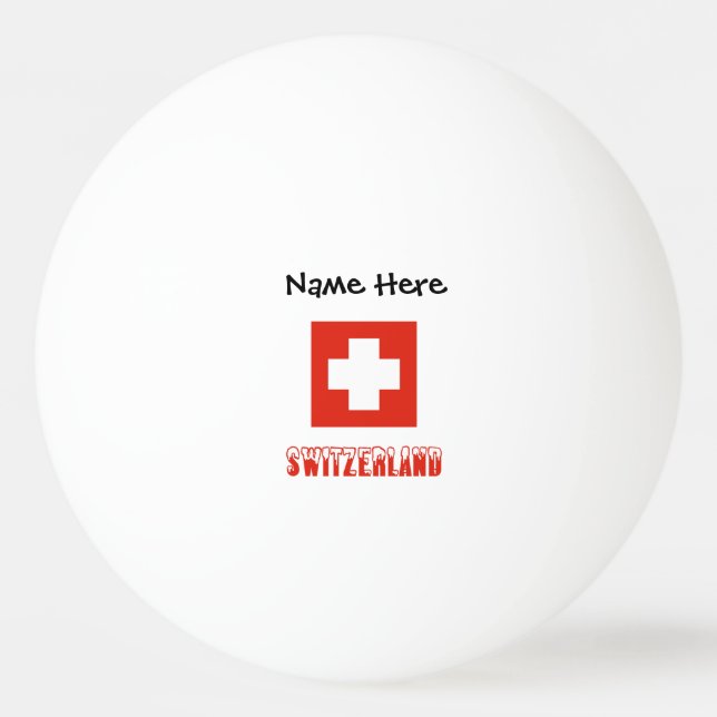 Balle De Ping Pong Switzerland and Swiss Flag with Your Name (Devant)