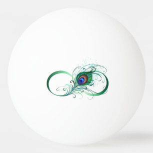 Balle De Ping Pong Symbole d'infini avec plume de paon
