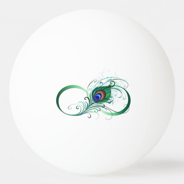 Balle De Ping Pong Symbole d'infini avec plume de paon (Devant)