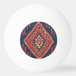 Balle De Ping Pong Tapis Kilim Turc Antique Rouge Bleu