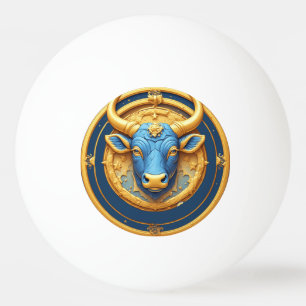 Balle De Ping Pong Taureau Zodiaque Emblème Taureau Avec Anneau D'Or