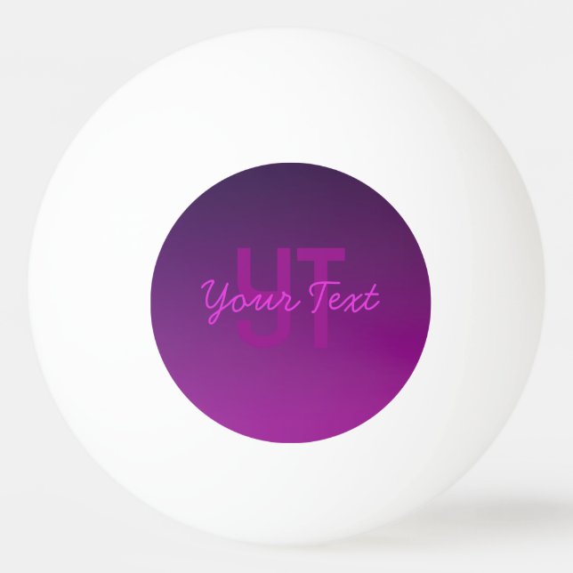 Balle De Ping Pong Texte monogramme modifiable moderne & Ombre violet (Devant)