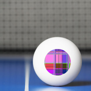 Balle De Ping Pong Tissu à carreaux rose motif Madras