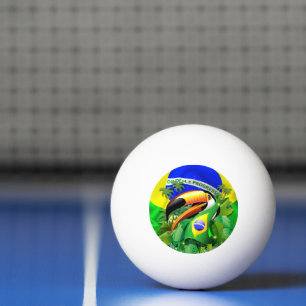 Balle De Ping Pong Toco Toucan avec drapeau brésilien