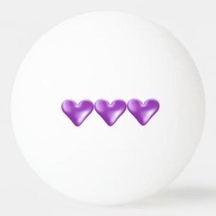 Balle De Ping Pong Trio de Coeurs pourpres