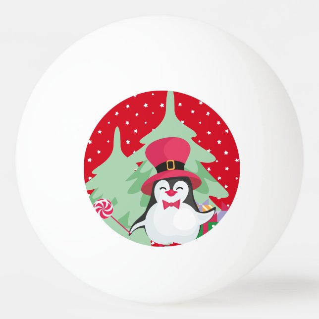 Balle De Ping Pong Un pingouin de Noël festif - 1 (Devant)