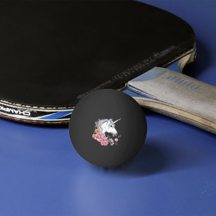 Balle De Ping Pong Unicorn blanc et Flowers