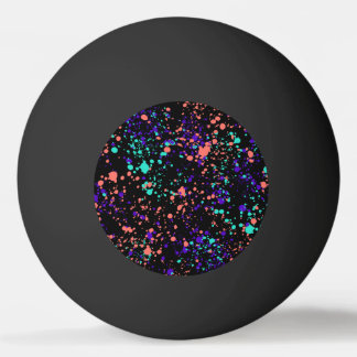 Balle De Ping Pong vert pourpre corail sur noir| éclats de peinture|