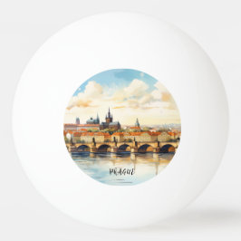 Balle De Ping Pong Vieux Prague, aquarelle du pont Charles