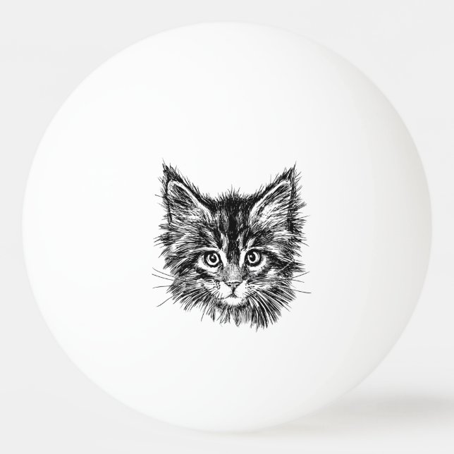 Balle De Ping Pong Visage de Kitten noir et blanc (Devant)
