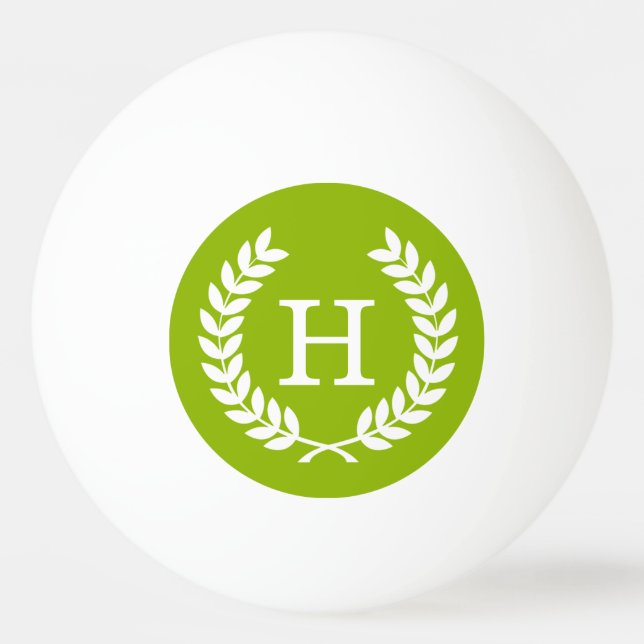 Balle De Ping Pong Wheat vert Laurel Wreath Initial Monogram (Devant)