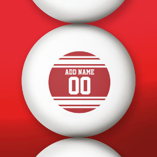 Balle De Ping Pong White and Red Sports Jersey Nom personnalisé Numér