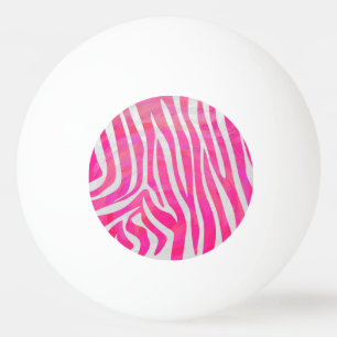 Balle De Ping Pong Zèbre Imprimé Rose et Blanc