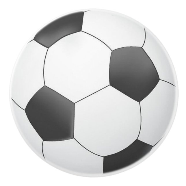 Balle de soccer noir et blanc Boutons en céramique (Devant)