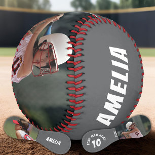 Balle De Softball 2 Photo Grey Player Numéro Nom de l'équipe