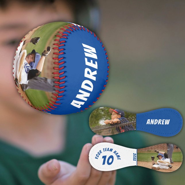 Balle De Softball 2 Photo Softball Nom du joueur Team Blue (Créateur téléchargé)