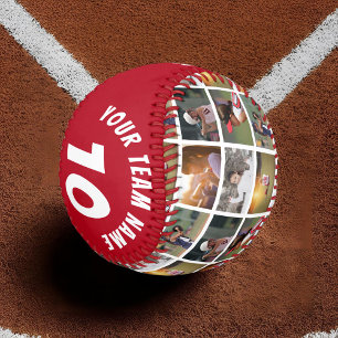 Balle De Softball 6 Photo Collage Rouge Numéro du joueur Nom de l'éq