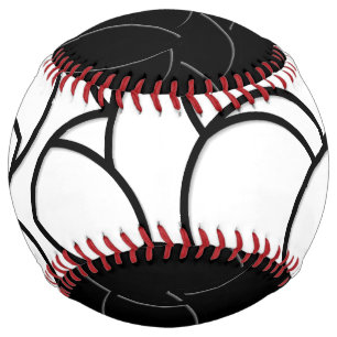 Balle De Softball Abstrait noir et blanc