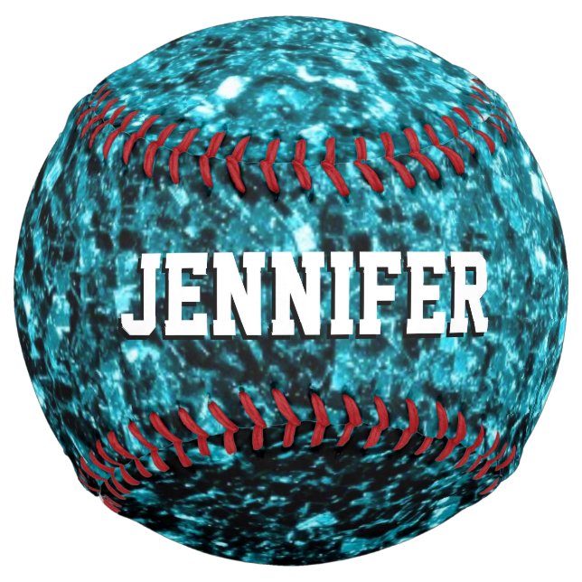Balle De Softball Aqua blue parties scintillant scintille Votre nom  (Dos)
