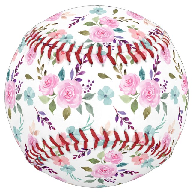 Balle De Softball Aquarelle rose (Devant)