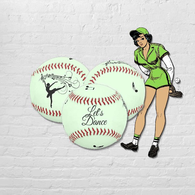 Balle De Softball Ballerina Danse avec Musique Vert (Lady ballet softball team ball)