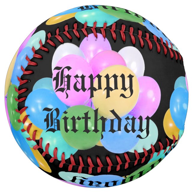 Balle De Softball Balloons De Fête D'Anniversaire Et Texte D'Anniver (Devant gauche)