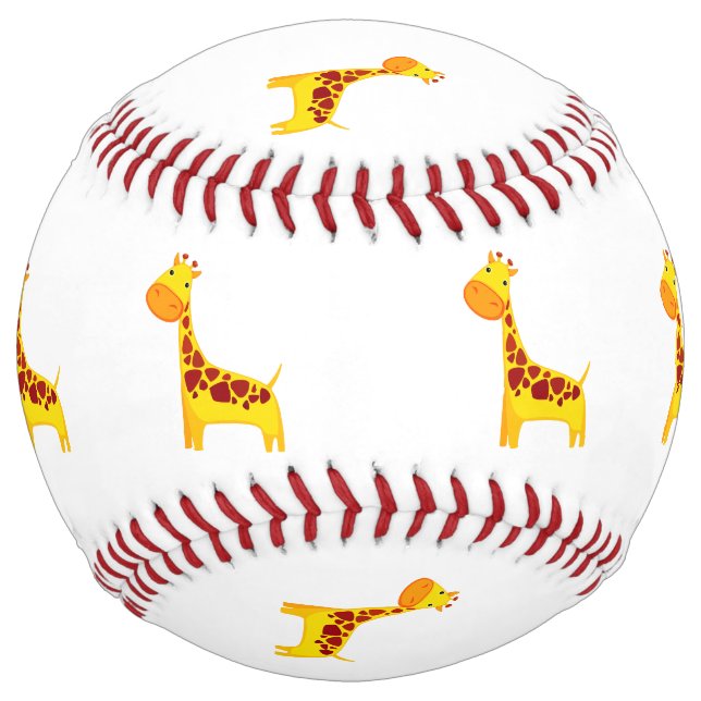 Balle De Softball Bande dessinée mignonne de girafe (Devant)