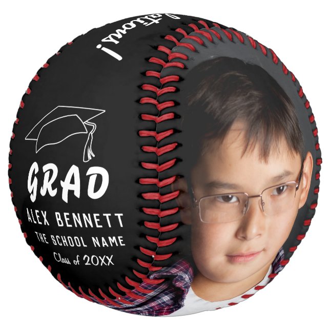 Balle De Softball Black Félicitations Graduate Graduate Photo (Incliné)