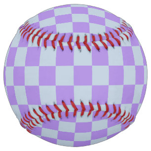 Balle De Softball Bleu doux et À damiers lavande