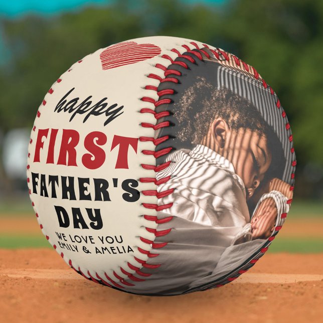 Balle De Softball Bonne première Fête des pères Red Heart 2 Photo (Créateur téléchargé)