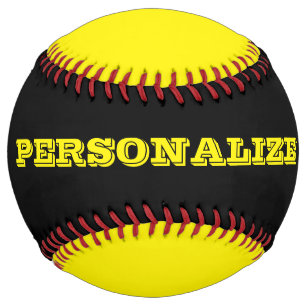 Balle De Softball Cadeau de softball personnalisé noir et jaune