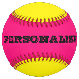 Balle De Softball Cadeau de softball rose et jaune néon personnalis