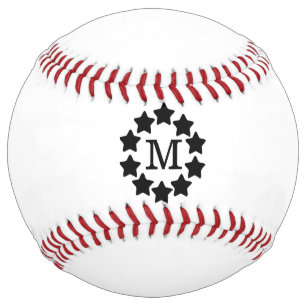Balle De Softball Cadre Black Star Monogrammé