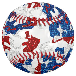 Balle De Softball Camo rouge, blanc et bleu 4e juillet Parties scint