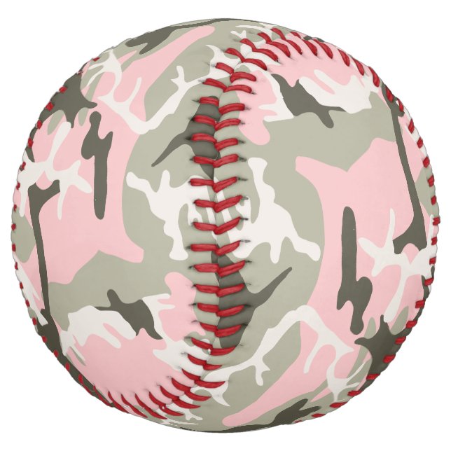 Balle De Softball Camouflage rose et vert, Militaire, Armée (Incliné)